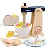 Pillowhale Wooden Stand Mixer Toy for Kids Montessori Pretend Baking Playset with Food Accessories Wooden Play Kitchen Toy Learning Gift for Toddlers Girls Boys Ages 3 - Image 2
