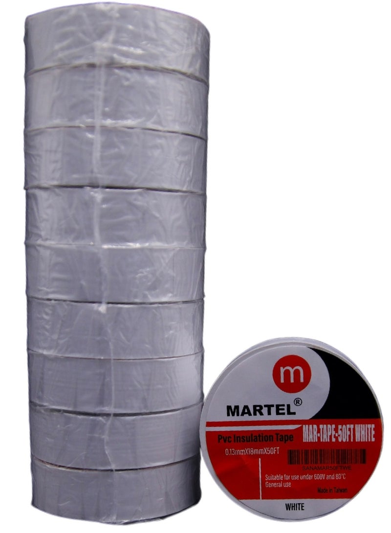 MARTEL Insulation Tape - Pack of 10 (White) - Image 1