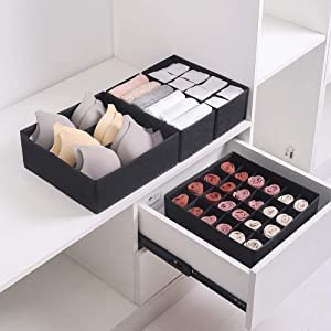 EKANTIK EKANTIK Foldable Storage Box Drawer Divider Fabric Closet Wardrobe Under Bed Organizer For Clothes Undergarments Laundry Socks Bra Ties Scarfs Etc Arranger Set of 4 Multicolor - Image 4