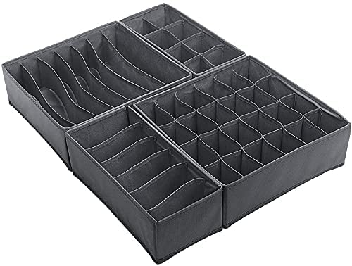 EKANTIK EKANTIK Foldable Storage Box Drawer Divider Fabric Closet Wardrobe Under Bed Organizer For Clothes Undergarments Laundry Socks Bra Ties Scarfs Etc Arranger Set of 4 Multicolor - Image 2