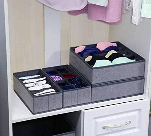EKANTIK EKANTIK Foldable Storage Box Drawer Divider Fabric Closet Wardrobe Under Bed Organizer For Clothes Undergarments Laundry Socks Bra Ties Scarfs Etc Arranger Set of 4 Multicolor - Image 5