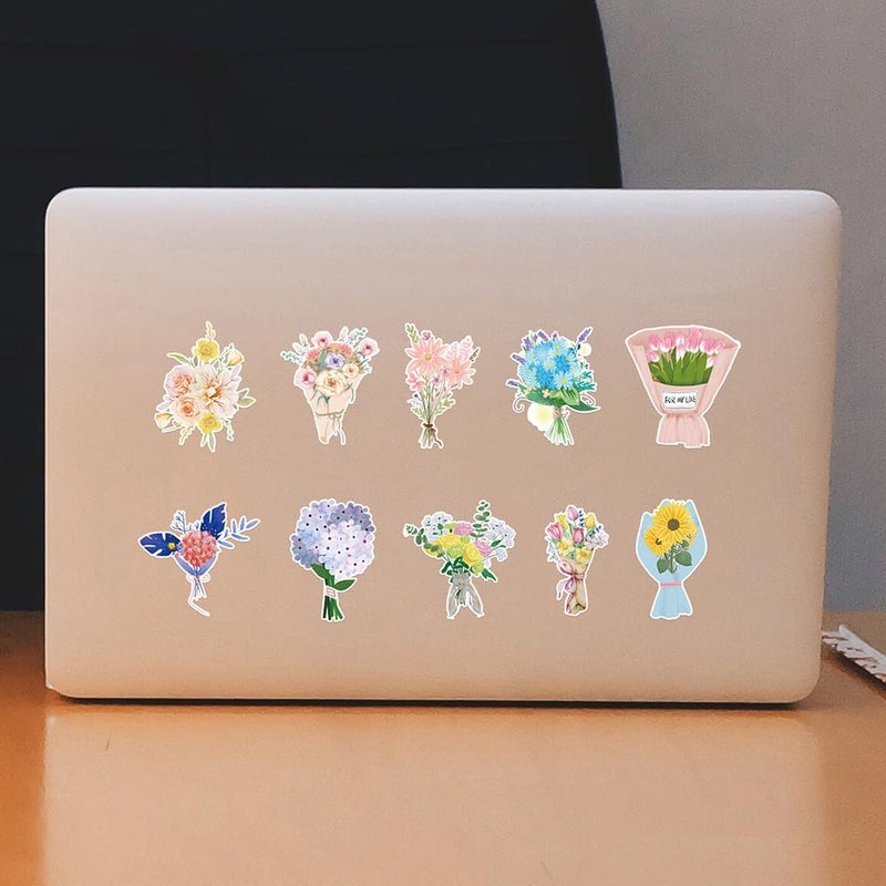 Ratgoo Exquisite Bouquet Stickers Pack for Youngs Teens |100 Pcs | Beautiful Waterproof Vinyl Dcorative Stickers for Laptop Tablet Flasks Bottle Luggage Phone,Trendy Flowers Decals Pack(Bouquet - 50Pcs) - Image 3