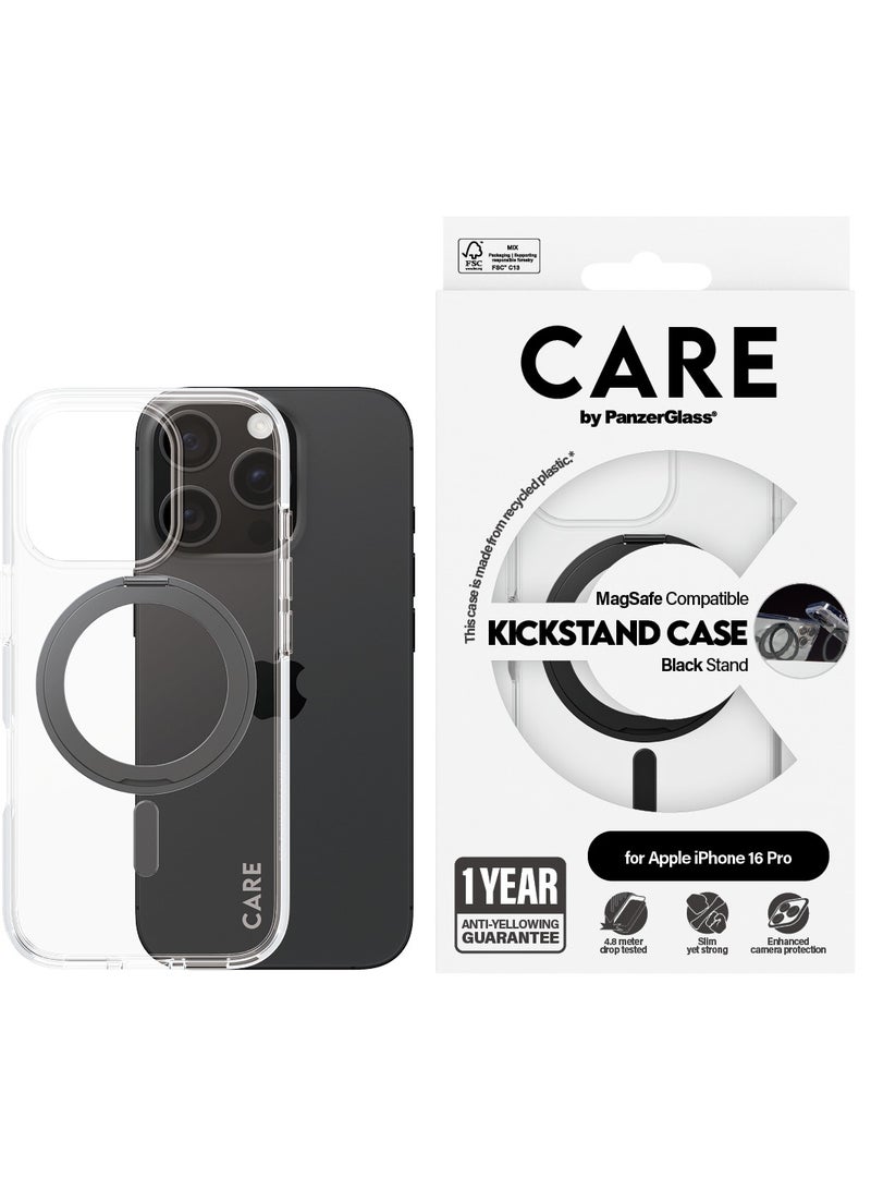 PanzerGlass حافظة هاتف CARE من PanzerGlass® لهاتف Apple iPhone 16 Pro مع قاعدة مغناطيسية سوداء، حماية مختبرة ضد السقوط، بلاستيك معاد تدويره، ضمان ضد الاصفرار، حماية معززة للكاميرا - Image 1
