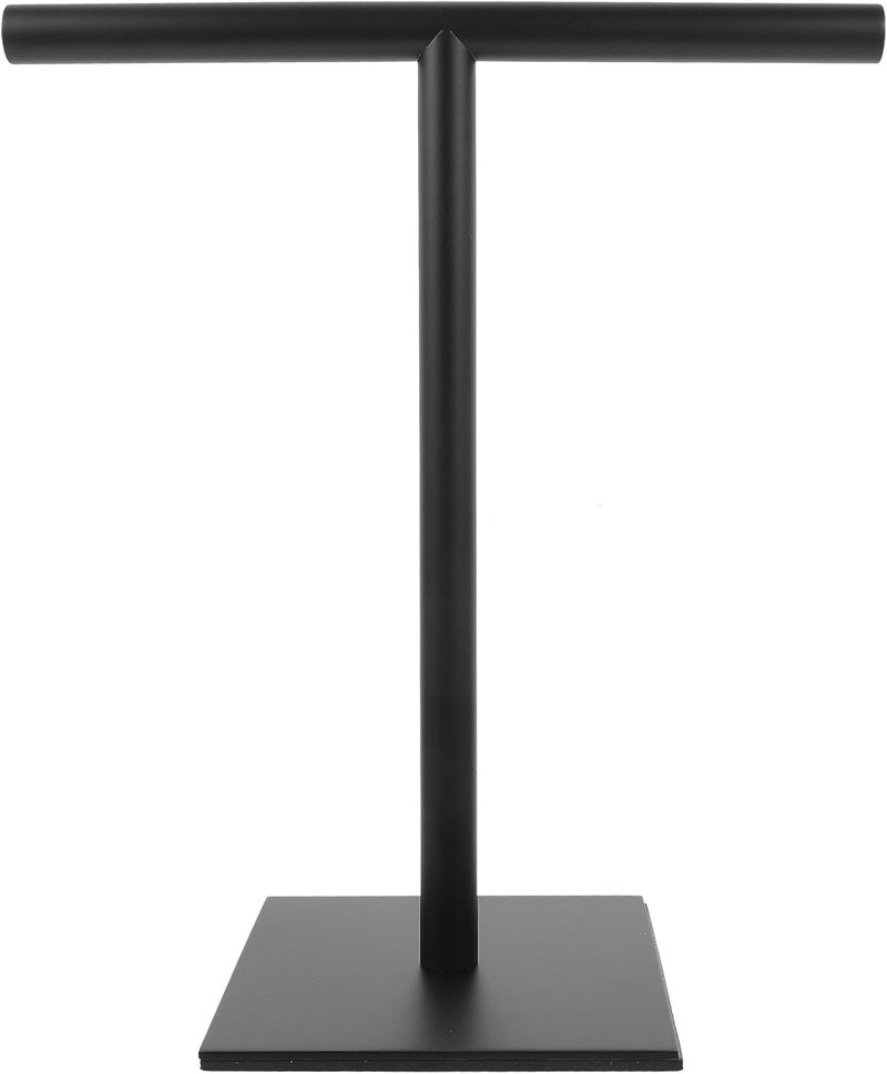 Healifty Bathroom Hand Towel Holder Stand, Stainless Steel Countertop Towel Rack with Balanced Base, Black T-Shaped Standing Holder for Bathroom and Kitchen Use - Image 1
