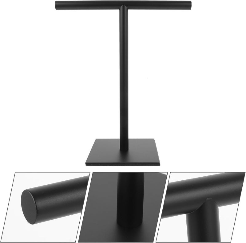 Healifty Bathroom Hand Towel Holder Stand, Stainless Steel Countertop Towel Rack with Balanced Base, Black T-Shaped Standing Holder for Bathroom and Kitchen Use - Image 3