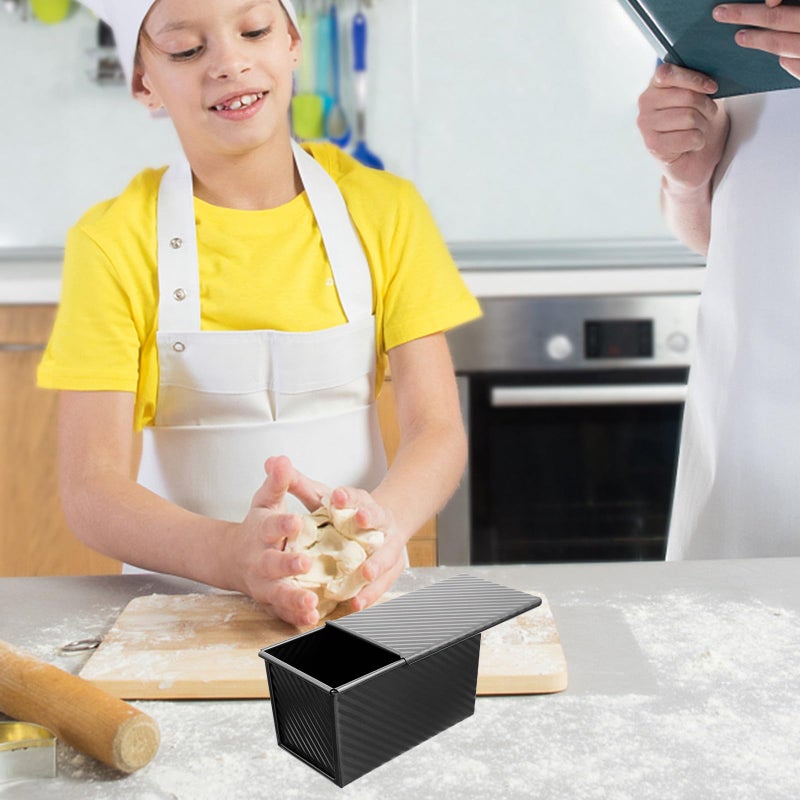 Carbon Steel Non Stick Loaf Pan With Cover Black Corrugated Bakeware For Homemade Bread - Image 5