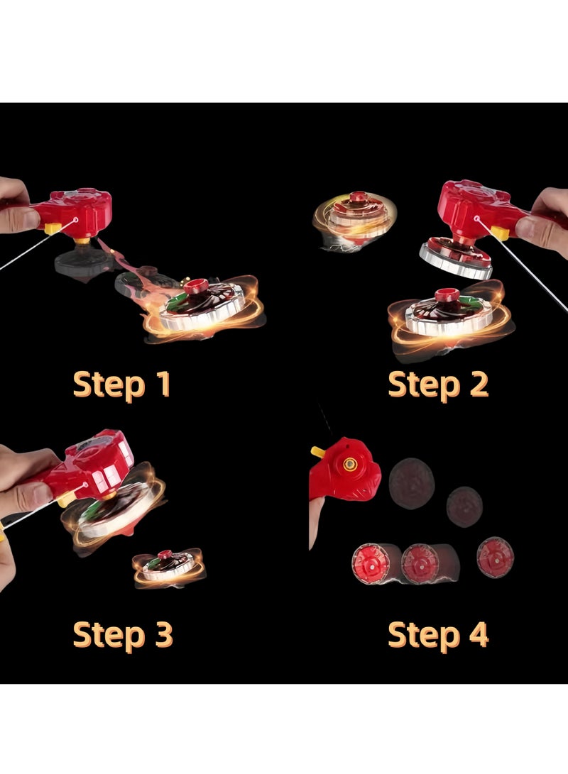 general Gaming Top Toys Battle Burst Gyro Toy Great Present for Kids Gyros Set, including 1 main gyro, 1 acceleration ring, 1 launcher (Red) - Image 3