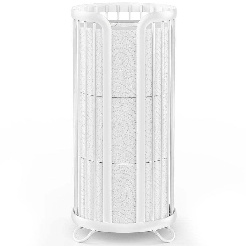 Bunoxea Toilet Paper Holder Stand Freestanding Toilet Tissue Organizer Minimalistic Storage Solution Reserve Mega RollsWhite
