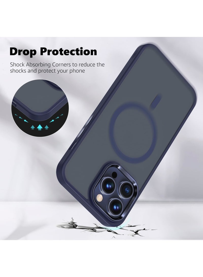 SYOSI Case for iPhone 15 Pro Max Compatible with Magsafe - Magnetic Shockproof Protective Case with Metal Buttons & Lens Frame, Ultra Thin and Light, Bare Machine Feel (Titanium Blue) - Image 5