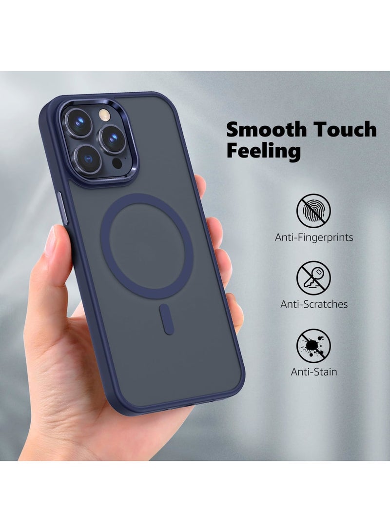 SYOSI Case for iPhone 15 Pro Max Compatible with Magsafe - Magnetic Shockproof Protective Case with Metal Buttons & Lens Frame, Ultra Thin and Light, Bare Machine Feel (Titanium Blue) - Image 4