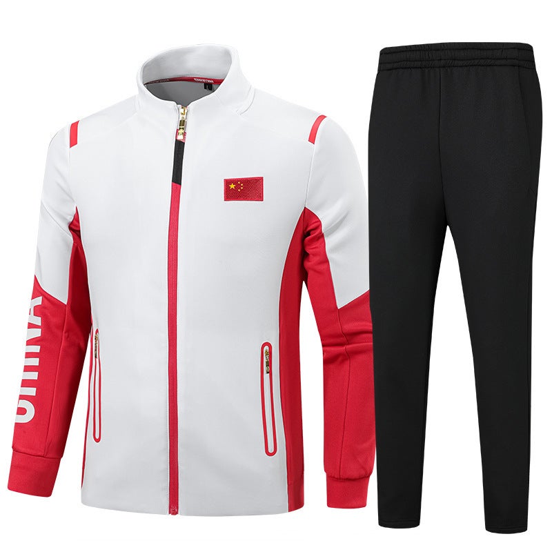 National Fashion Sports And Leisure Suit Men'S Coat Stand Collar Straight Pants Couple Sweater Men'S Pass Code Group Training Clothes - Image 1