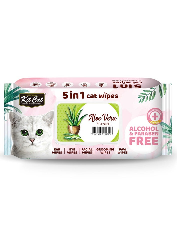 كيت كات مناديل مبللة للقطط 5 في 1 برائحة الصبار - Image 1