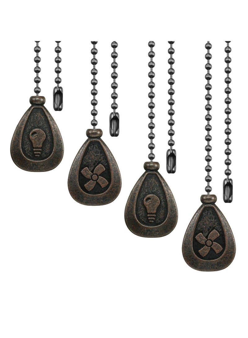 كابتن تيك Bronze Pendant, Ceiling Fan Pull Chain Extender Pull Chains Extension Fan Pull Chain Bronze Pendant 12 Inch Ceiling Fan Chain Ornament with Ball Fan Chain Connector (4 Pieces Black Copper) - Image 1