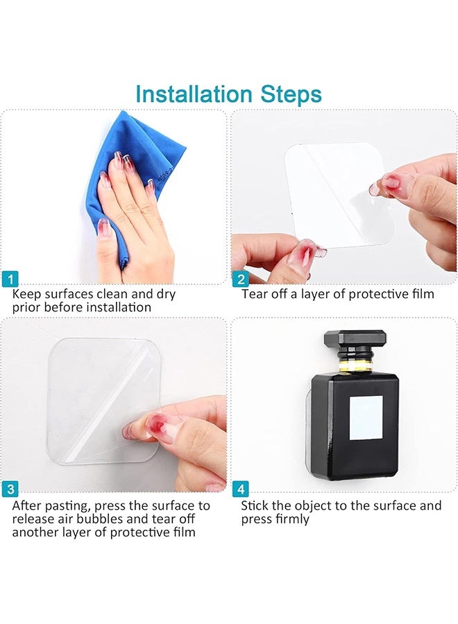 50 قطعة من الوسادات اللاصقة الشفافة مزدوجة الجوانب، وسادات لاصقة مزدوجة الجوانب، وسادات لاصقة شديدة التحمل، وسادات لاصقة، وسادات لاصقة شفافة مزدوجة الجوانب، شريط لاصق بدون أثر 6 × 6 سم للجدران والأرضيات والزجاج - Image 4