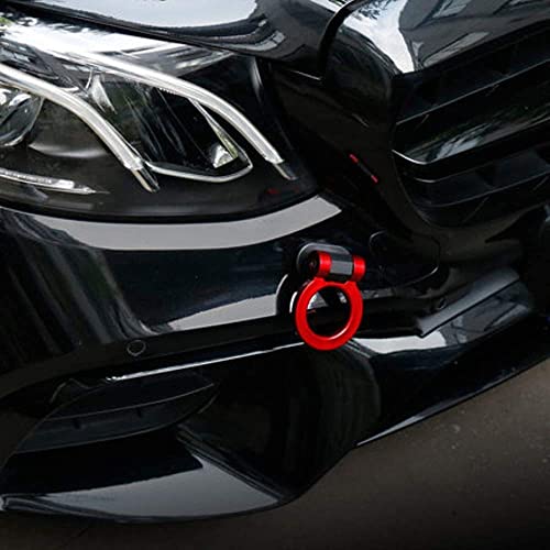 AUTO MT RED Round Car Tow Hook Universal Decorative Racing Style Trailer Sticker Rear Strap Towing Belt Car Bumper (ONLY Decoration) (RED Round Dummy Hook.) - Image 1