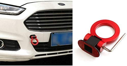 AUTO MT RED Round Car Tow Hook Universal Decorative Racing Style Trailer Sticker Rear Strap Towing Belt Car Bumper (ONLY Decoration) (RED Round Dummy Hook.) - Image 4