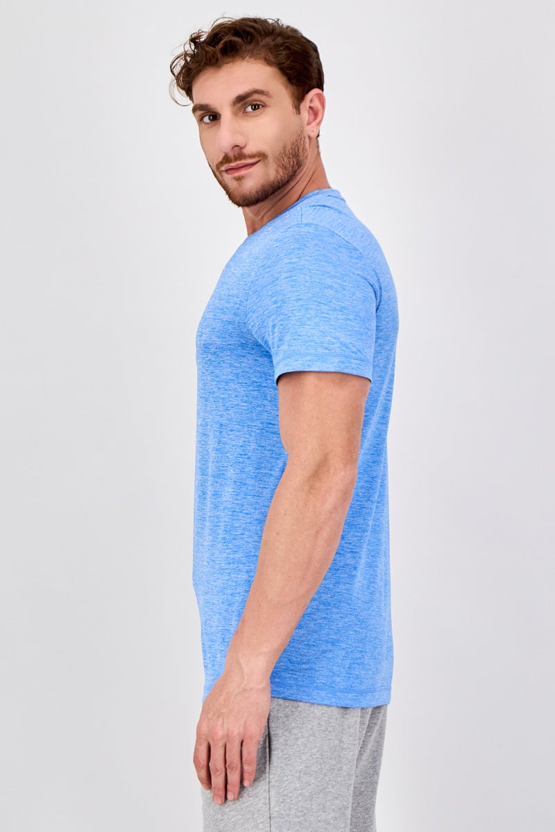 Reebok Men Sportswear Fit Short Sleeve Training T-Shirt, Heather Blue - Image 2