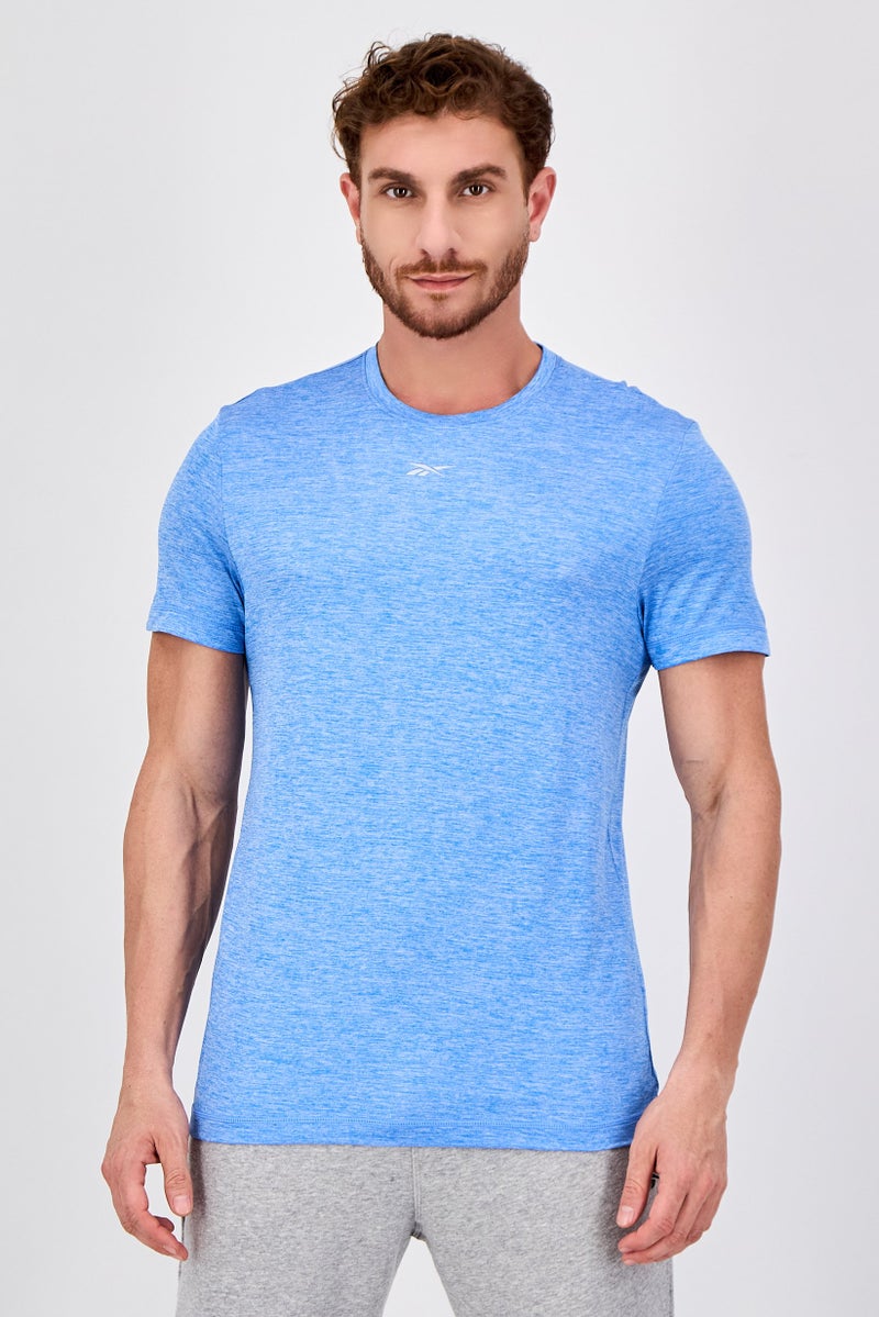 Reebok Men Sportswear Fit Short Sleeve Training T-Shirt, Heather Blue - Image 1