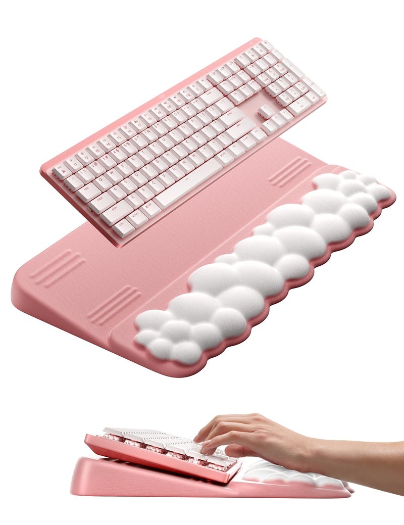 Vaydeer Keyboard Stand Wrist Rest, Cloud Ergonomic Wrist Support Pad Soft Memory Foam, Computer Keyboard Riser Holder Lifter Tilt Cushion for Desk, Palm Hand Typing for Office Home Gaming Pain Relief - Image 1
