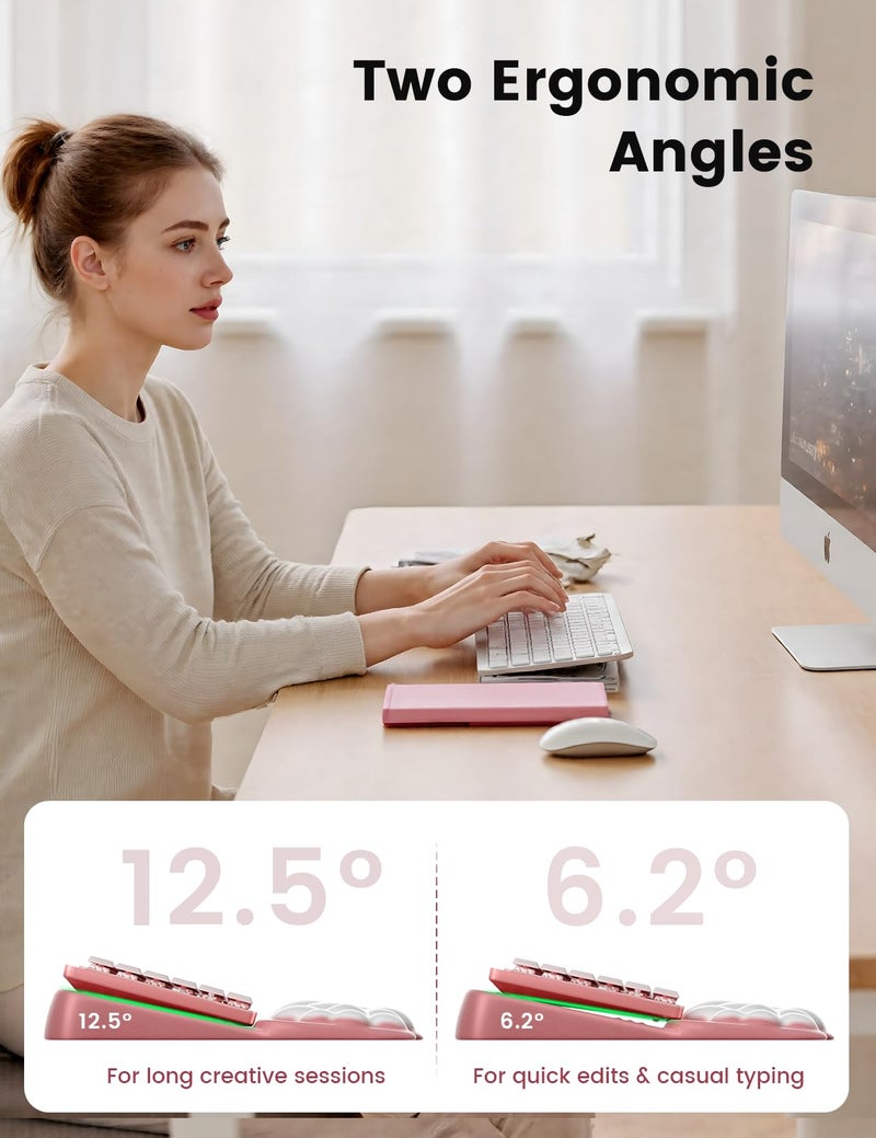 Vaydeer Keyboard Stand Wrist Rest, Cloud Ergonomic Wrist Support Pad Soft Memory Foam, Computer Keyboard Riser Holder Lifter Tilt Cushion for Desk, Palm Hand Typing for Office Home Gaming Pain Relief - Image 5