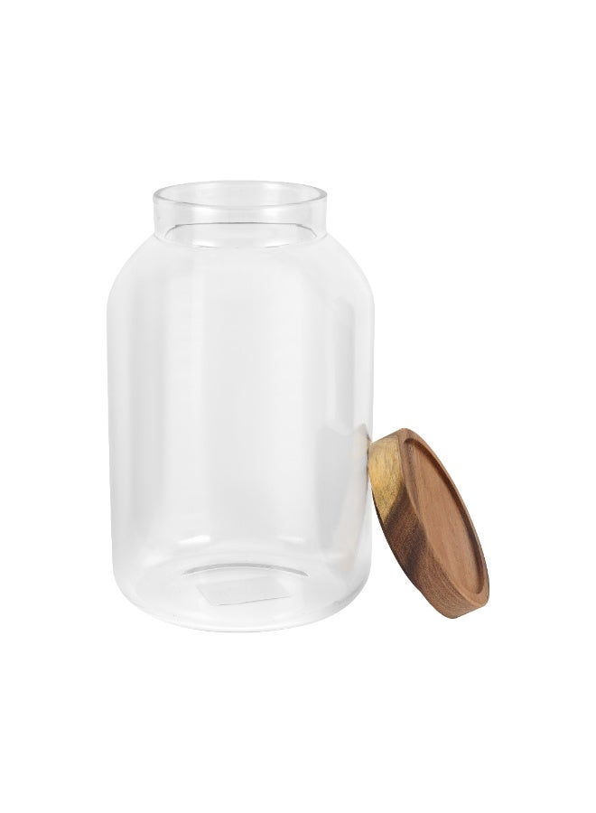 Royalford 2000ml Round Borosilicate Glass Jar with Airtight Bamboo Lid-RF12794/ Container with Silicone Sealing Ring, Dishwasher Safe/ Transparent and Durable Design Royalford 2000 ml Round Borosilicate Glass Jar with Airtight Bamboo Lid-RF12794 - Image 2