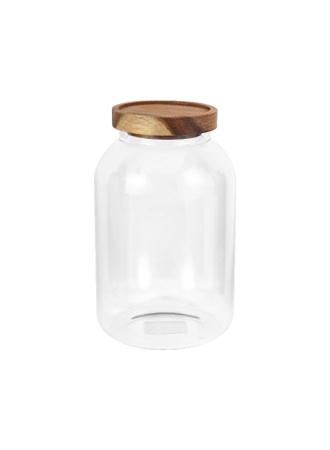 Royalford 2000ml Round Borosilicate Glass Jar with Airtight Bamboo Lid-RF12794/ Container with Silicone Sealing Ring, Dishwasher Safe/ Transparent and Durable Design Royalford 2000 ml Round Borosilicate Glass Jar with Airtight Bamboo Lid-RF12794 - Image 1