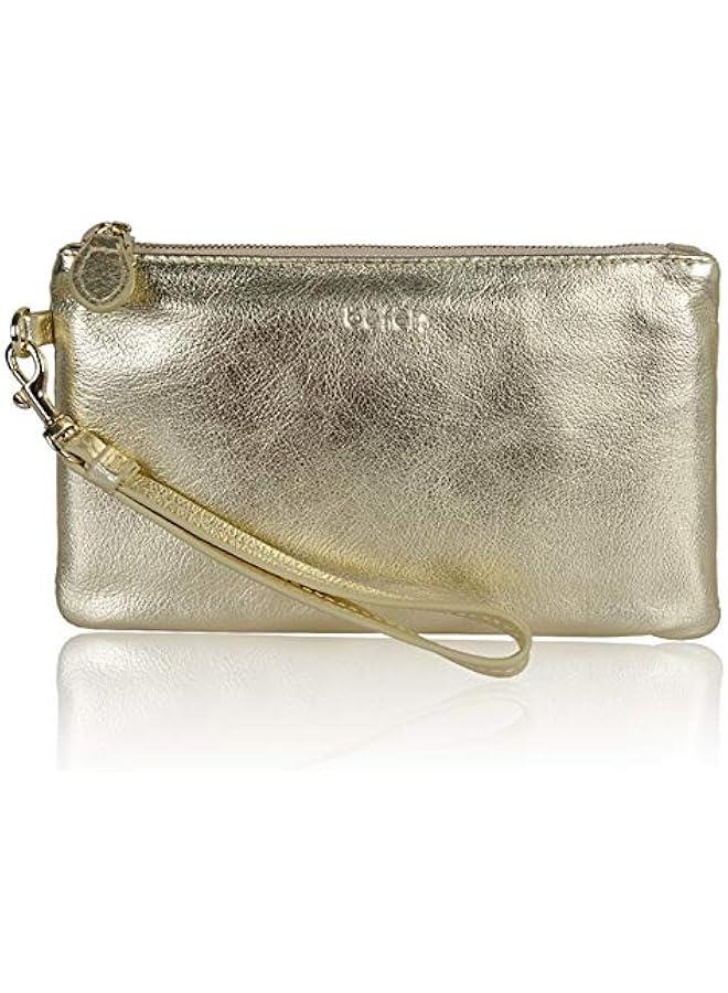 Arabest Italian Leather Wristlet Clutch Wallet Purse with Gold Zipper for Women  - Image 1