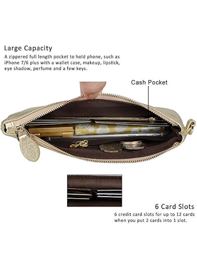 Arabest Italian Leather Wristlet Clutch Wallet Purse with Gold Zipper for Women  - Image 2