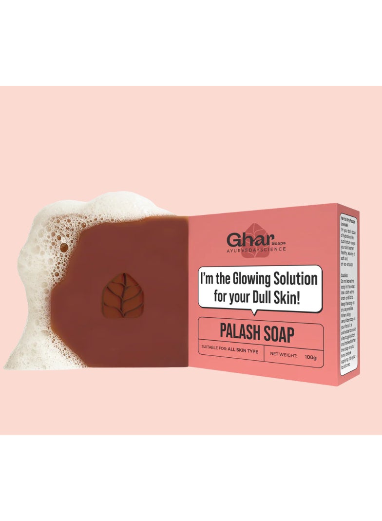 Ghar Soaps Natural Palash Petal Extract Soap, Exfoliating Bar for Glowing Skin, Paraben & SLS Free, Suitable for All Skin Types, 100g - Image 1