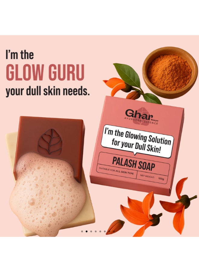 Ghar Soaps Natural Palash Petal Extract Soap, Exfoliating Bar for Glowing Skin, Paraben & SLS Free, Suitable for All Skin Types, 100g - Image 5