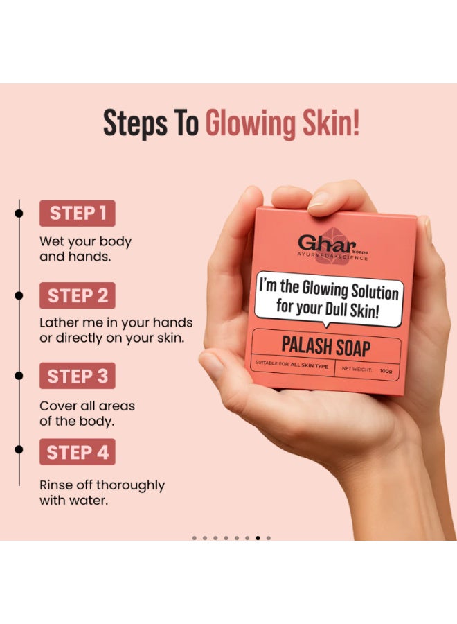 Ghar Soaps Natural Palash Petal Extract Soap, Exfoliating Bar for Glowing Skin, Paraben & SLS Free, Suitable for All Skin Types, 100g - Image 4