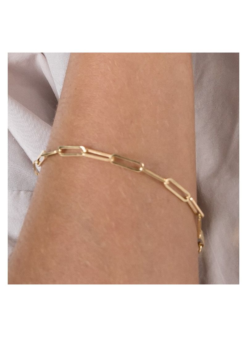 Real Gold Paper Clip Chain Bracelet