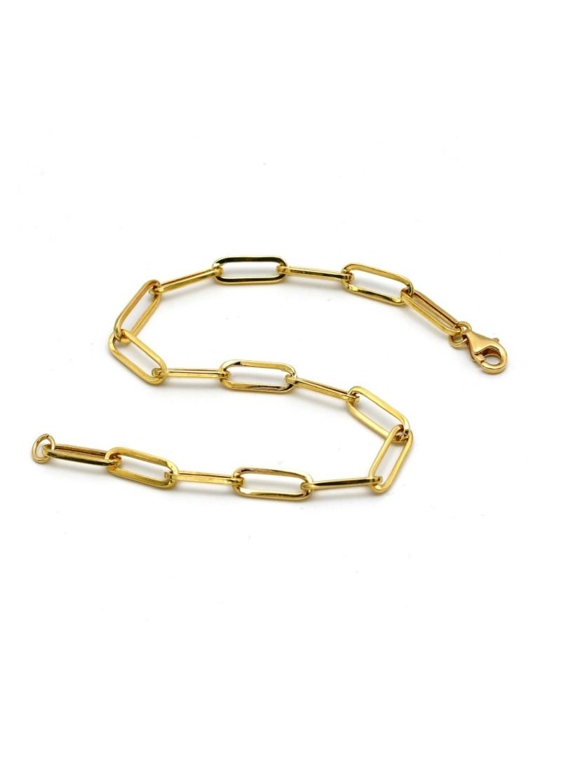 Real Gold Paper Clip Chain Bracelet