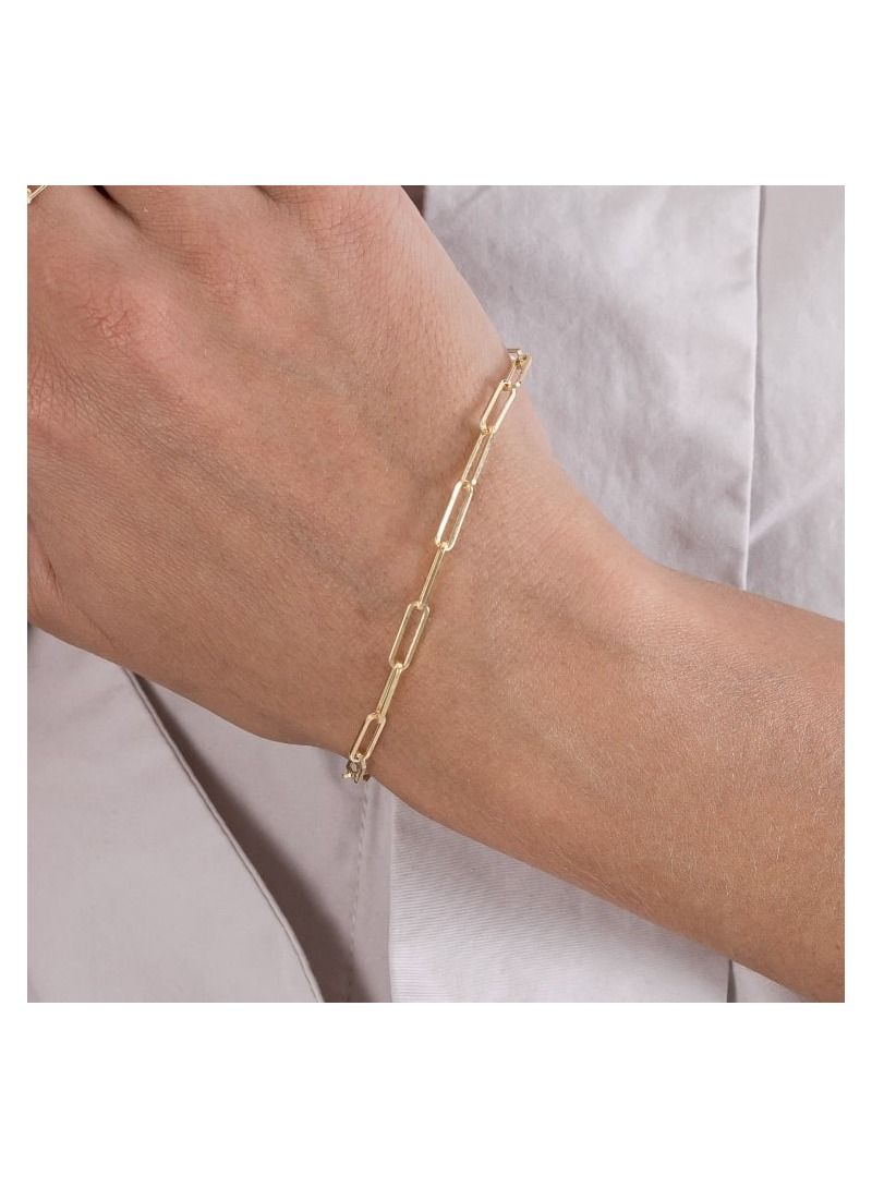 Real Gold Paper Clip Chain Bracelet