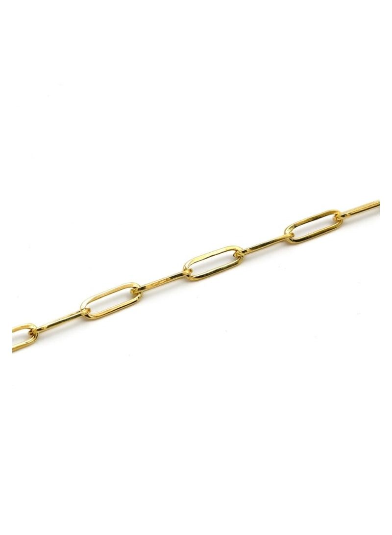 Real Gold Paper Clip Chain Bracelet