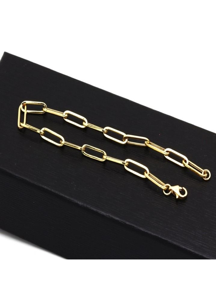 Real Gold Paper Clip Chain Bracelet