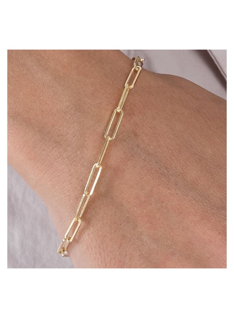 Real Gold Paper Clip Chain Bracelet