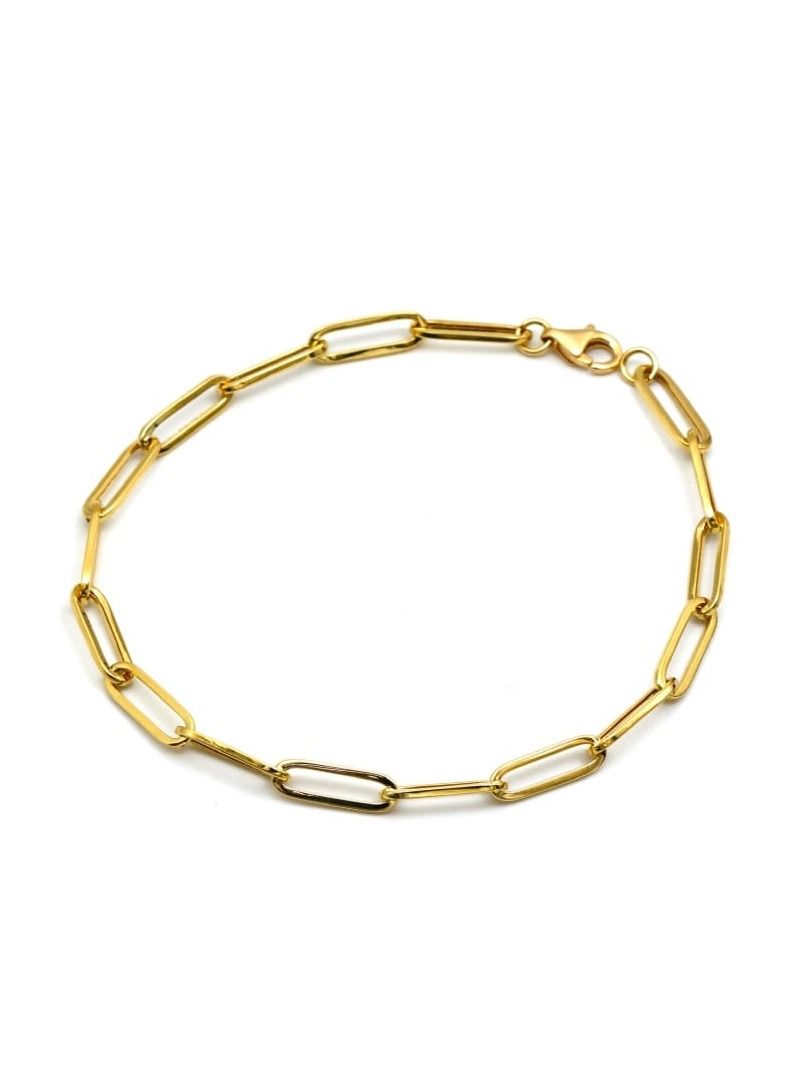 Real Gold Paper Clip Chain Bracelet
