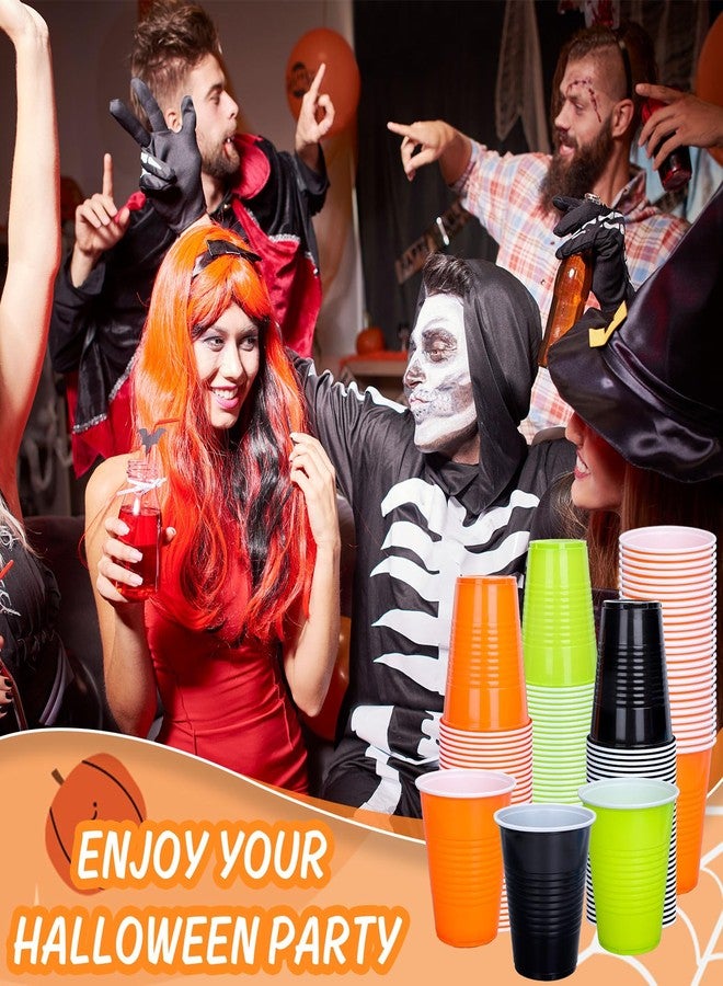 JarThenaAMCS جرثينا AMCS 150 قطعة أكواب بلاستيكية للهالوين 12 أونصة سوداء برتقالية خضراء أكواب شرب قابلة للتخلص منها أكواب حفلات قابلة للتكديس لعيد الهالوين أو حفلات أعياد الميلاد - Image 4