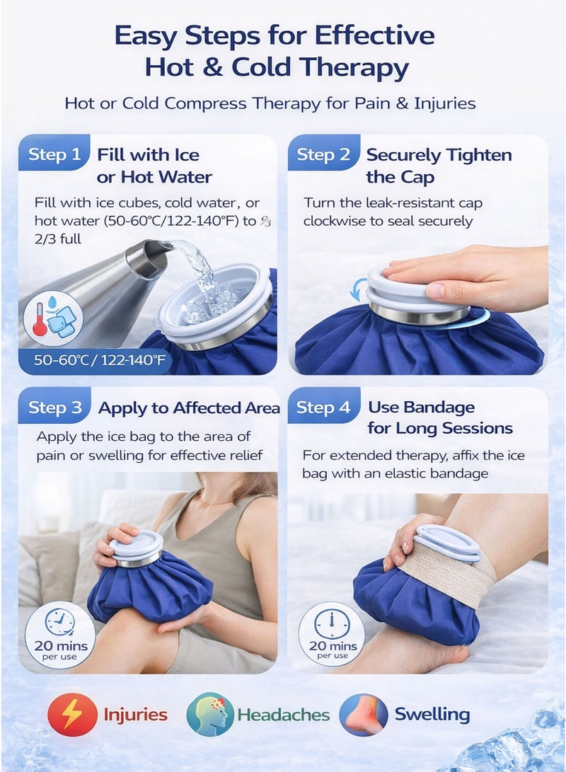 Spectrum Therapy Ice Bag Reusable 9 Inch 22.8 cm Hot and Cold Compress Pack for Pain Relief Cold Therapy Heat Therapy Ice Pack Bag for Bruises Swelling Sprains Soreness Joint Pain Muscle Aches Cramps Inflammation Post Workout Recovery Headache Migraine Fever First Aid Sports Injury Knee Elbow Ankle Back Wide Mouth Easy Fill Leak Resistant Screw Cap Cotton Dacron Fabric Portable Home Travel Physiotherapy Rehab - Image 3