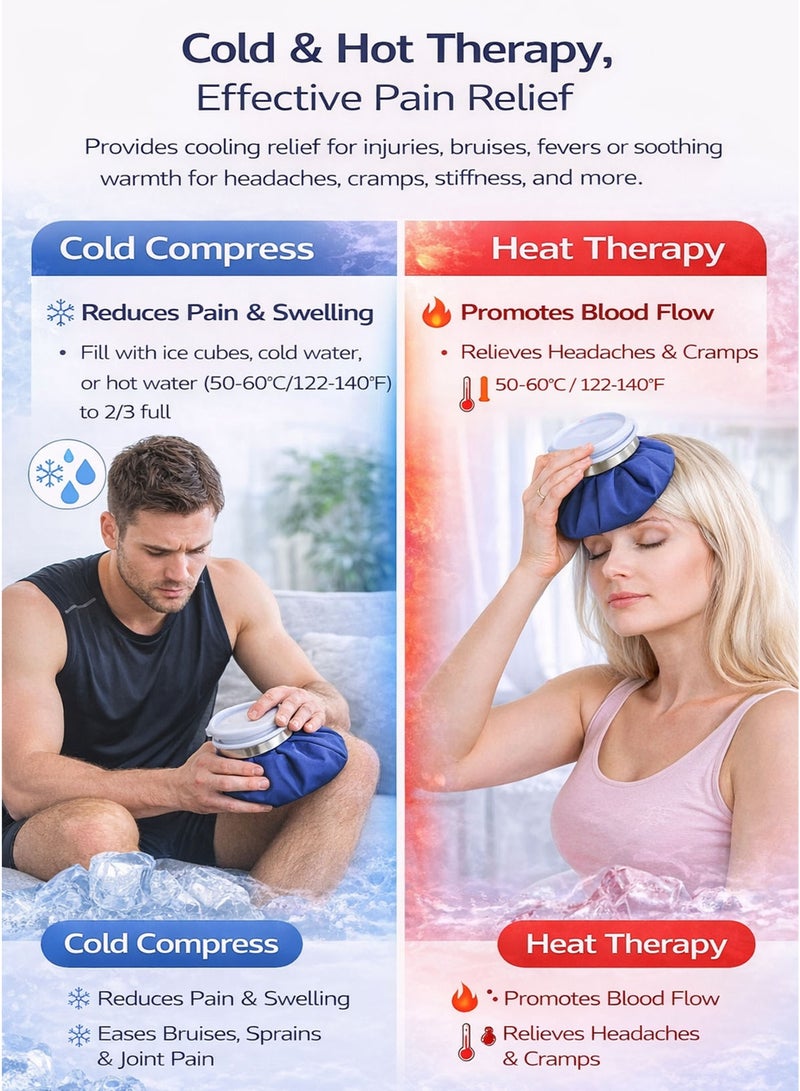 Spectrum Therapy Ice Bag Reusable 9 Inch 22.8 cm Hot and Cold Compress Pack for Pain Relief Cold Therapy Heat Therapy Ice Pack Bag for Bruises Swelling Sprains Soreness Joint Pain Muscle Aches Cramps Inflammation Post Workout Recovery Headache Migraine Fever First Aid Sports Injury Knee Elbow Ankle Back Wide Mouth Easy Fill Leak Resistant Screw Cap Cotton Dacron Fabric Portable Home Travel Physiotherapy Rehab - Image 4