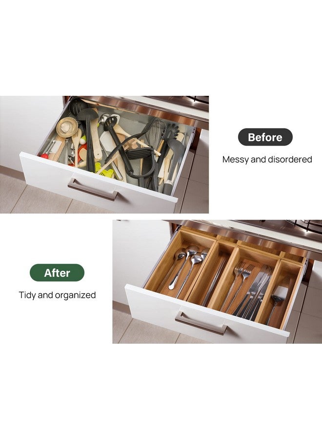 Kootek 8 Pcs Bamboo Drawer Organizer Utensil Tray Kitchen Storage Box 4-Size Versatile Dividers Cutlery Holders Bins Containers for Flatware Kitchen Utensils - Image 4