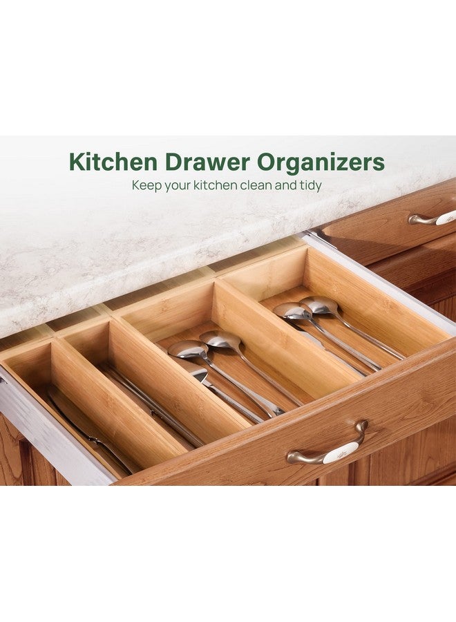 Kootek 8 Pcs Bamboo Drawer Organizer Utensil Tray Kitchen Storage Box 4-Size Versatile Dividers Cutlery Holders Bins Containers for Flatware Kitchen Utensils - Image 5