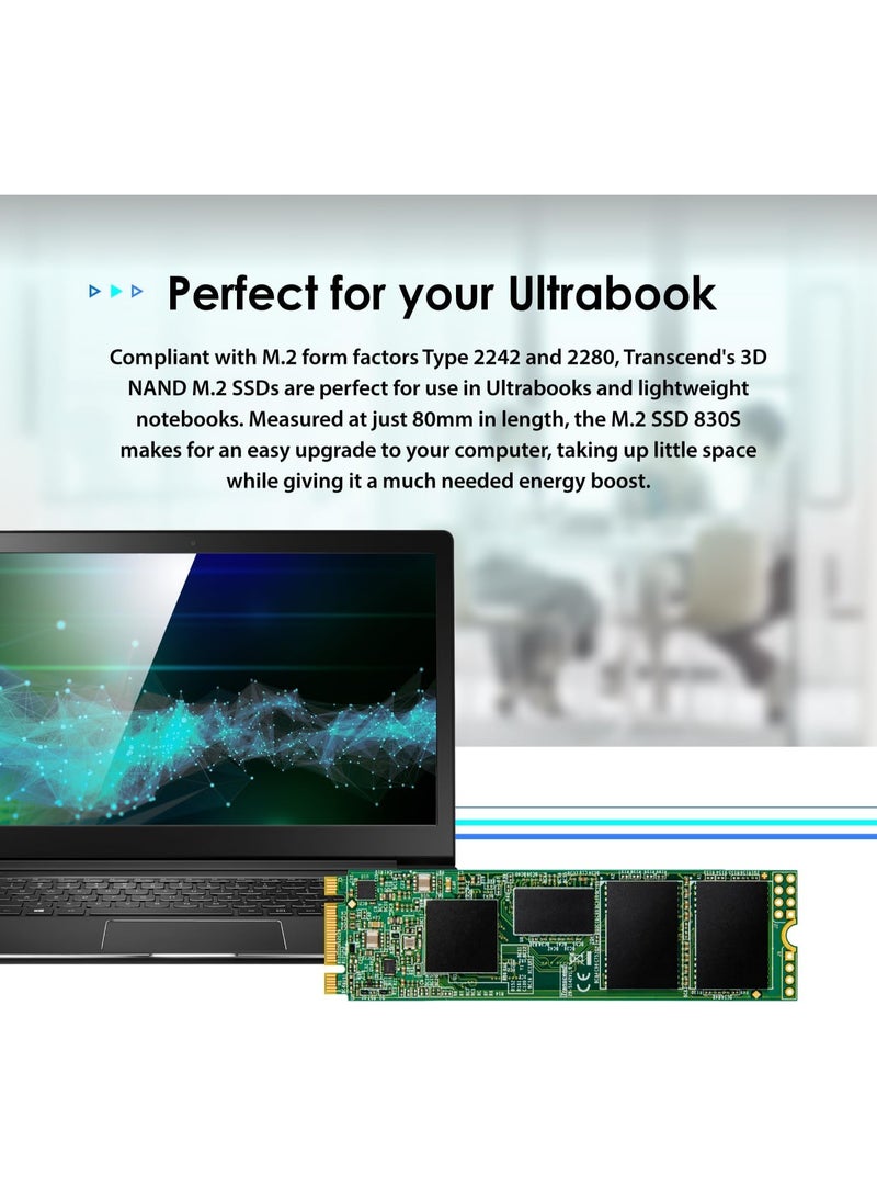 ترانسيند M.2 SSD 830S SATA III 6Gb/s مع ذاكرة تخزين مؤقت DRAM - 128 GB - Image 2