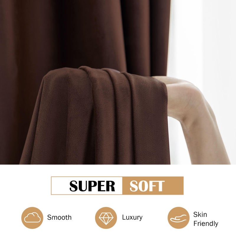 Beauoop Coffee Brown Velvet Curtains 108 Inches Long 2 Panels for Bedroom Living Room Soft Luxury Room Darkening Thermal Insulated Soundproof Rod Pocket Window Treatments Drapes, 52X108 Set of 2 - Image 5