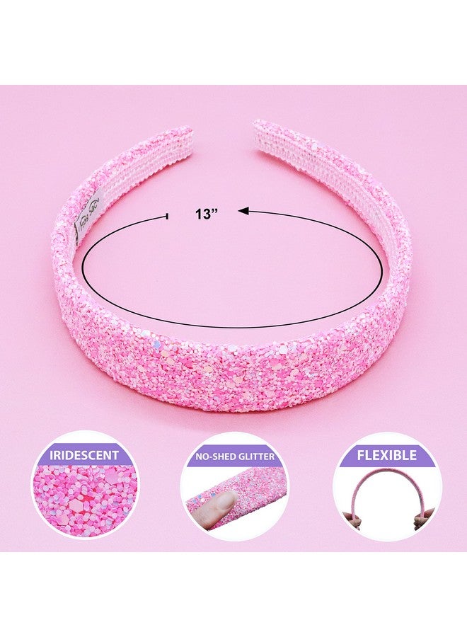 FROG SAC Glitter Headbands For Girls Pink Hair Bands For Little Girl Hair Accessories Sparkly Wide Headband For Kids Cute Alice Head Band For Children Thick Sparkle Bling Child Hairband - Image 5
