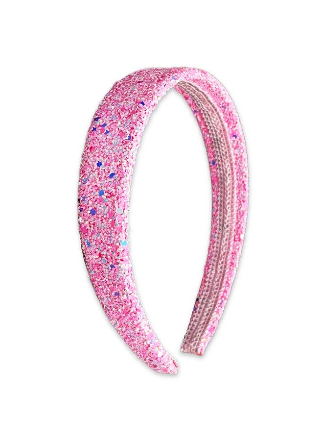 FROG SAC Glitter Headbands For Girls Pink Hair Bands For Little Girl Hair Accessories Sparkly Wide Headband For Kids Cute Alice Head Band For Children Thick Sparkle Bling Child Hairband - Image 1