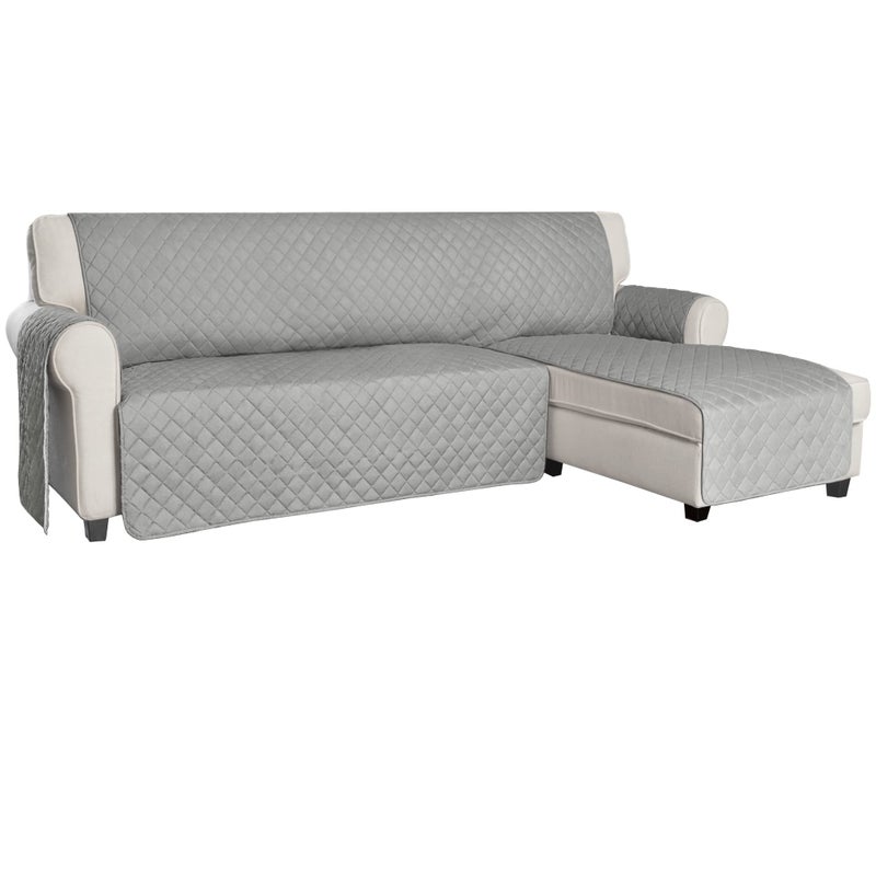 ISSUNTEX Sectional Couch Covers for Dogs Reversible L Shaped Sofa Cover Water Resistant Chaise Lounge Cover Furinture Protector for Kids Pets Large Light GrayLight Gray