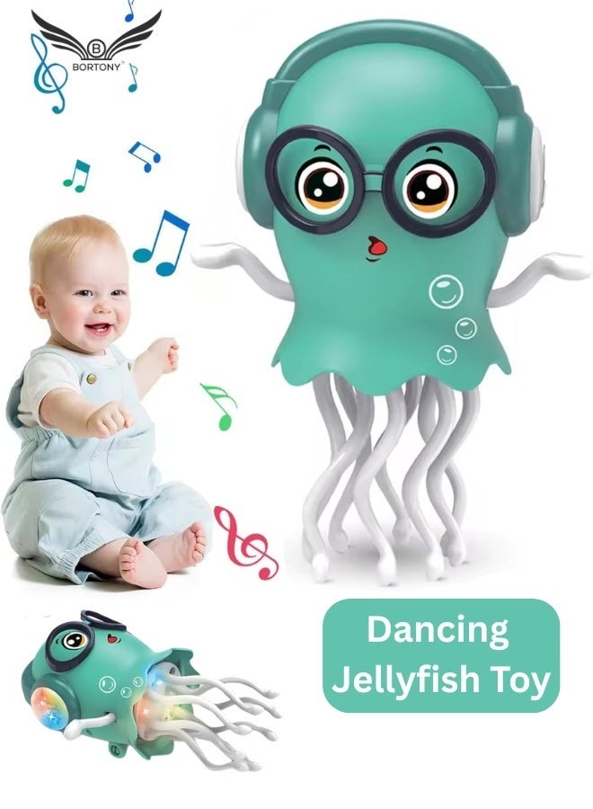 BORTONY Dancing Jellyfish Toy for Kids, Musical Crawling Baby Toy with LED Lights and Music, Interactive Tummy Time Toy, Perfect Gift for Boys and Girls Ages 3–8 - Image 1
