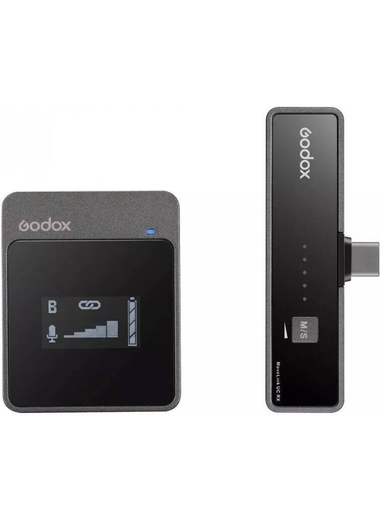GODOX MoveLink UC1 Compact Digital Wireless Microphone System – USB Type-C, 2.4GHz, 50m Range, 6-Hour Battery Life